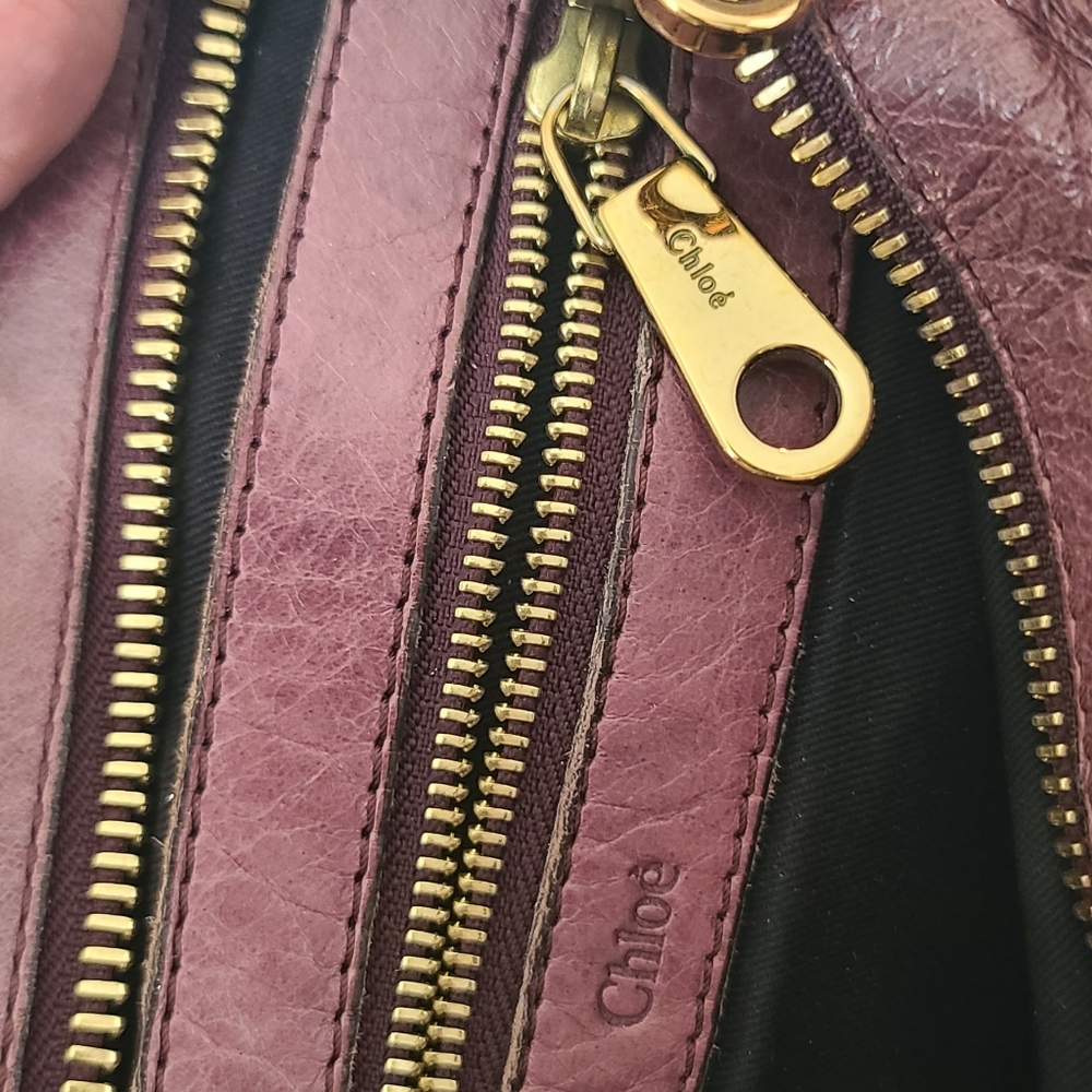 Chloe Burgundy Leather Satchel with Gold Hardware - Picture 5 of 13